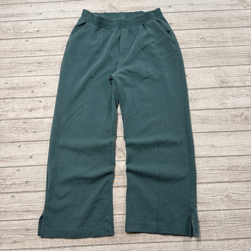 Old Navy Sweatpants Women's L Green Dynamic Fleece Wide Leg High Rise Athletic